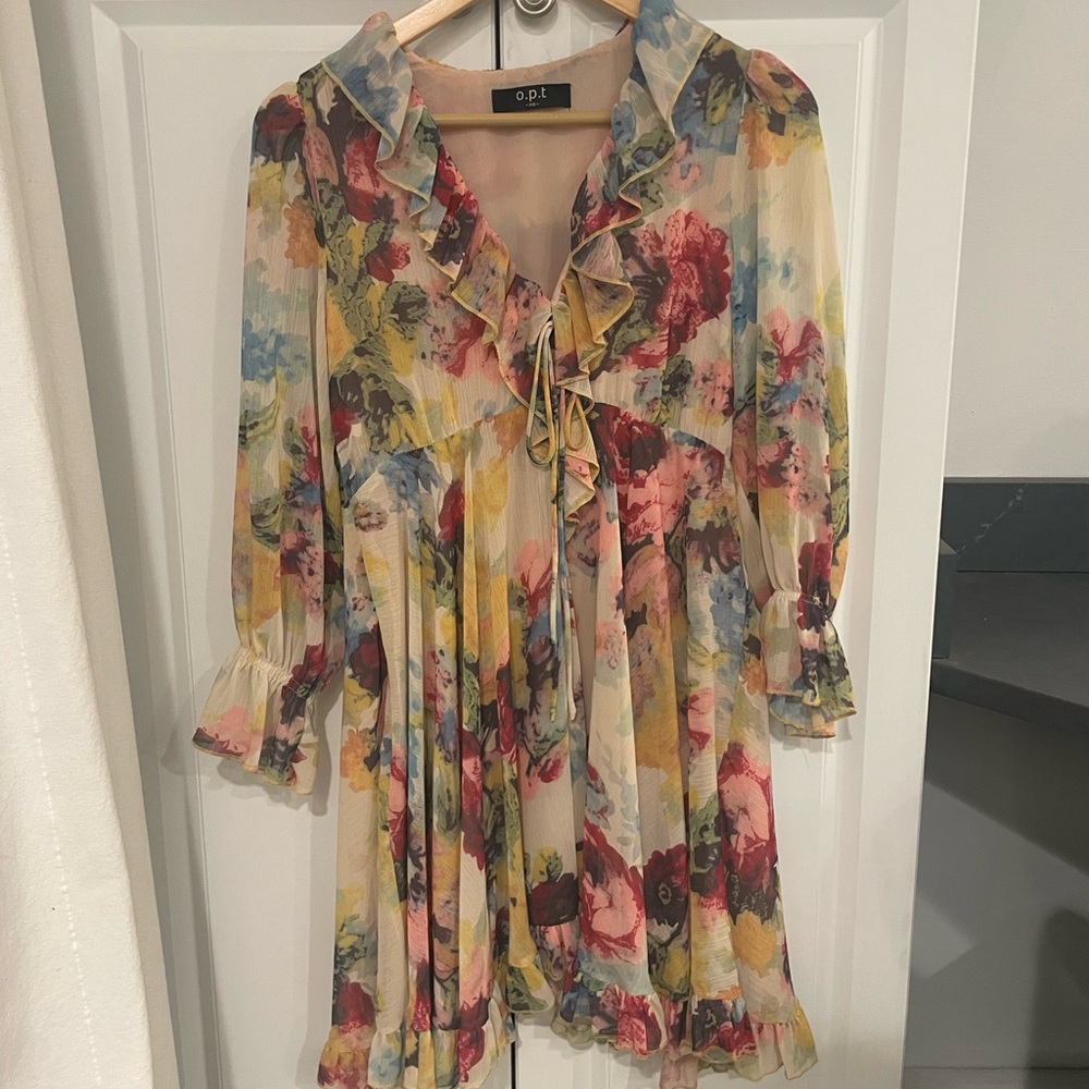 OPI Vibrant Floral Ruffle mini dress